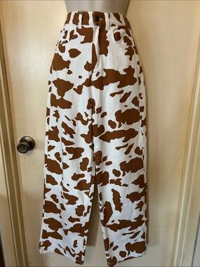 Shekou High-Rise Wide Leg Cow-Print Jeans in Brown/White size XS